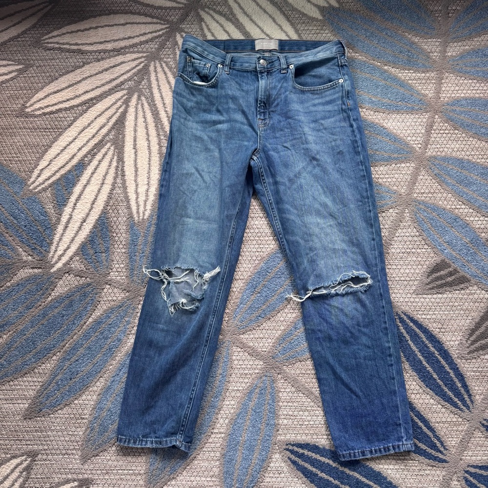 Everlane Women’s The‎ Summer Jean Distressed Knee Denim Size 29 Reg Medium Wash